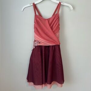 KIDS DANCE COSTUME | Weissman Blush and Burgundy Dancewear